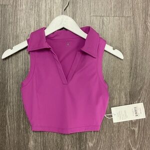 Women's Pink Tavi Sleeveless Collared Top